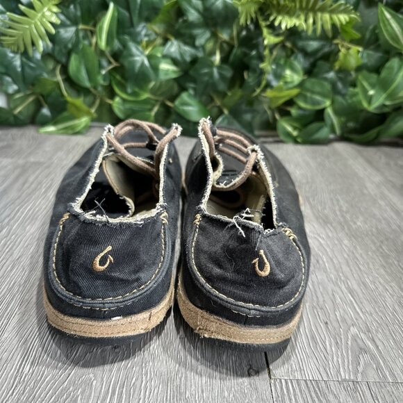Olukai Ohana Mens Size 10.5 Shoes Black Canvas Leather Moc Toe Casual Sneakers main image 5